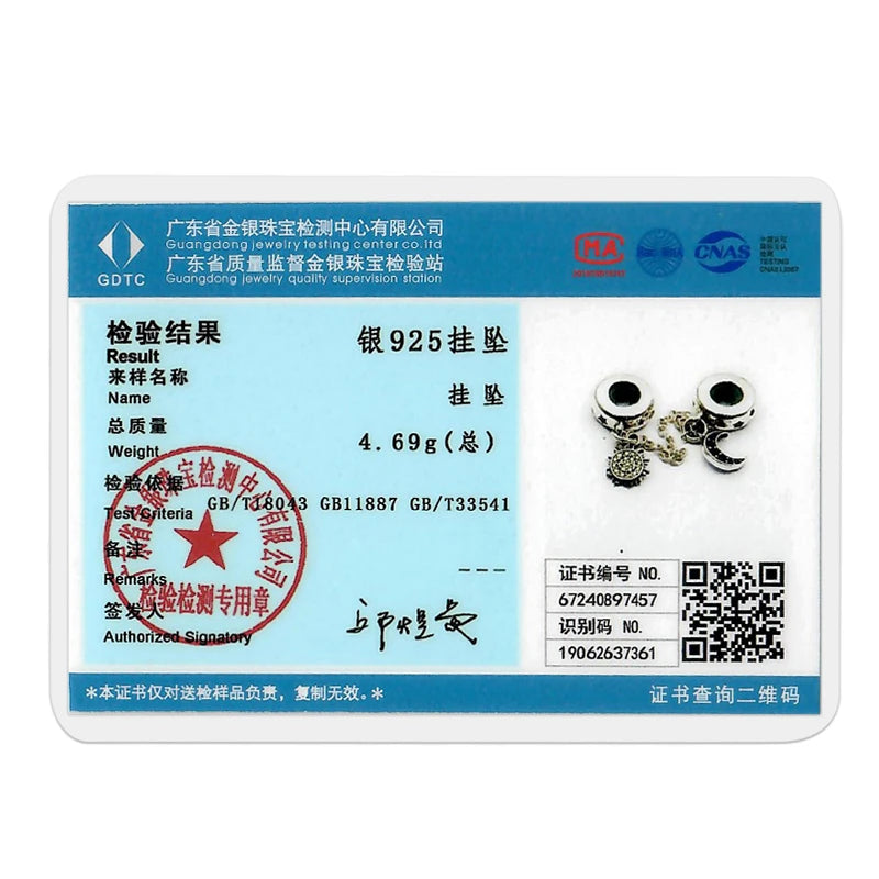 925 Sterling Silver Star Moon Safety Chain Charm | Pandora Fit Jewelry