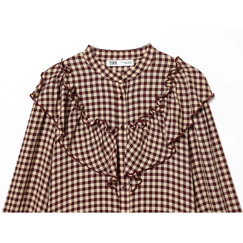 Tidalyf 2026 Women’s Retro Laminated Plaid Shirt – Youth Chic Street Casual Holiday Top 👚✨