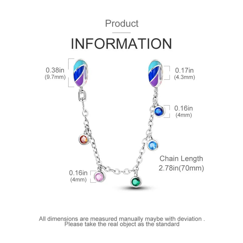 925 Sterling Silver Star Moon Safety Chain Charm | Pandora Fit Jewelry