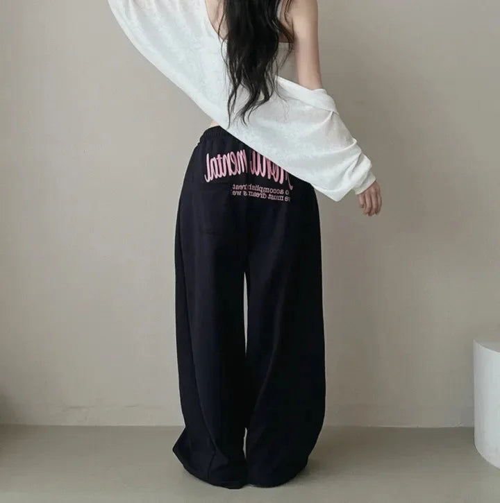 Women’s BF Hip Hop Y2K Sweatpants – Loose Wide Leg Drawstring Streetwear Sports Pants 👖🔥