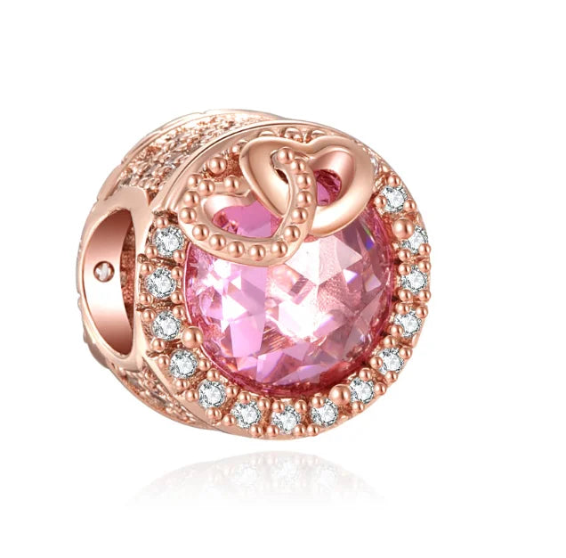 925 Sterling Silver Rose Gold Rabbit & Eiffel Tower Charm | Fit Original European Bracelet DIY Jewelry