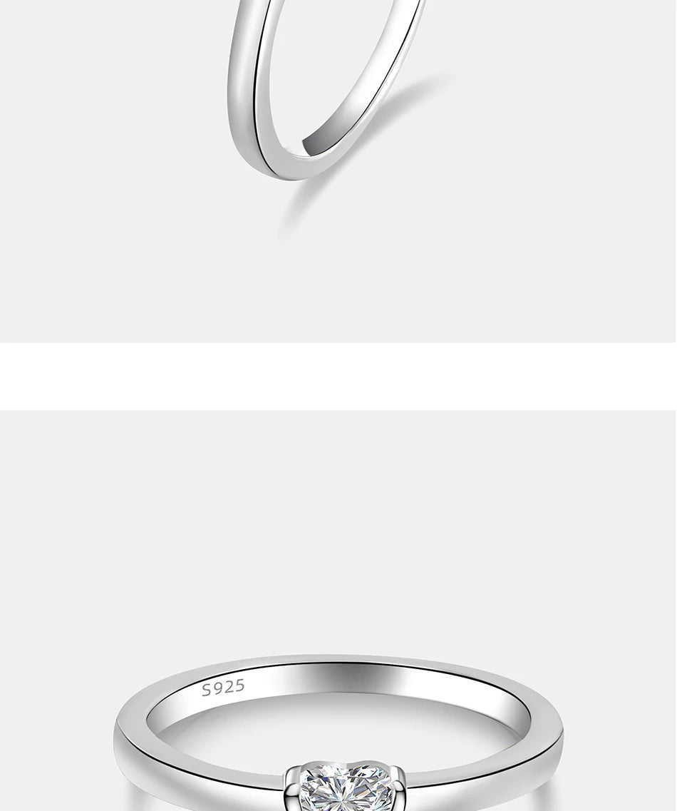 PERFANY 0.3CT Heart Cut Moissanite Ring S925 Silver | Women’s Classic Wedding & Party Jewelry