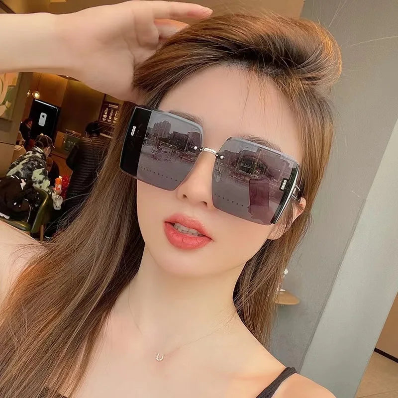 Vintage Square Sunglasses for Women – Classic Retro Gradient Mirror Rimless Sun Glasses | Female Fashion Oculos De Sol