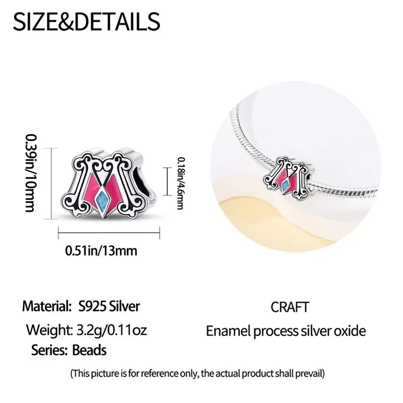 925 Sterling Silver Romantic Princess Charm Beads – Pink Dress, Lipstick & Dancing Shoes Fit 3MM Bracelet