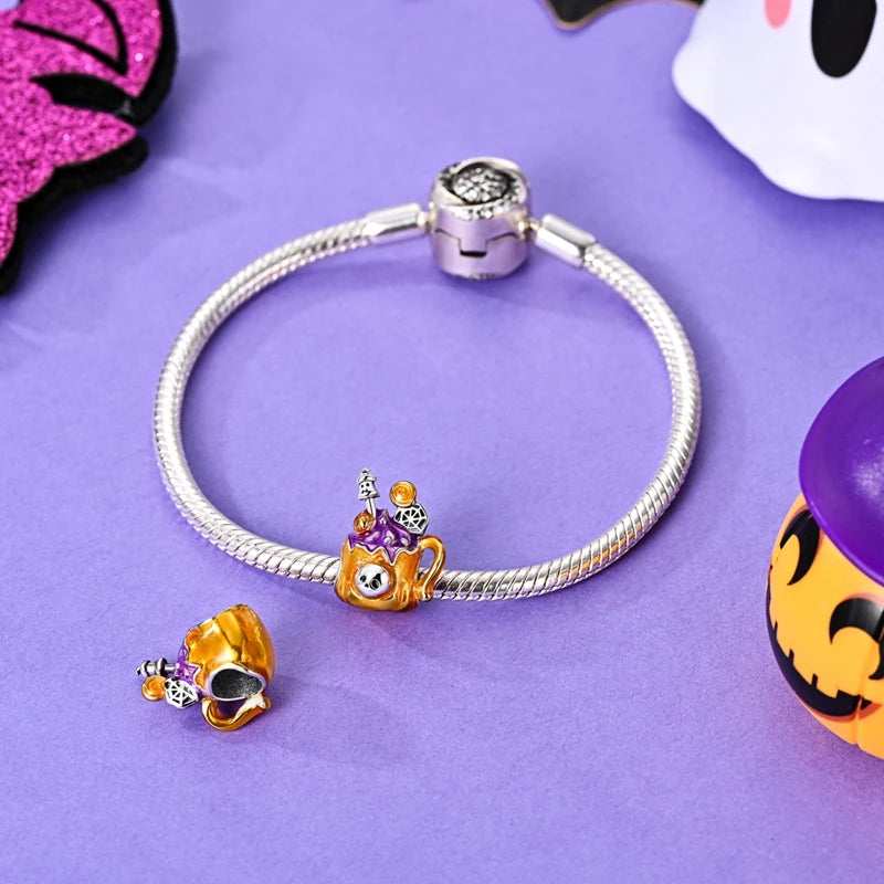 925 Sterling Silver Halloween Series Charms | Pumpkin, Witch, Skull & Candy Beads Fit Original Bracelet DIY Jewelry