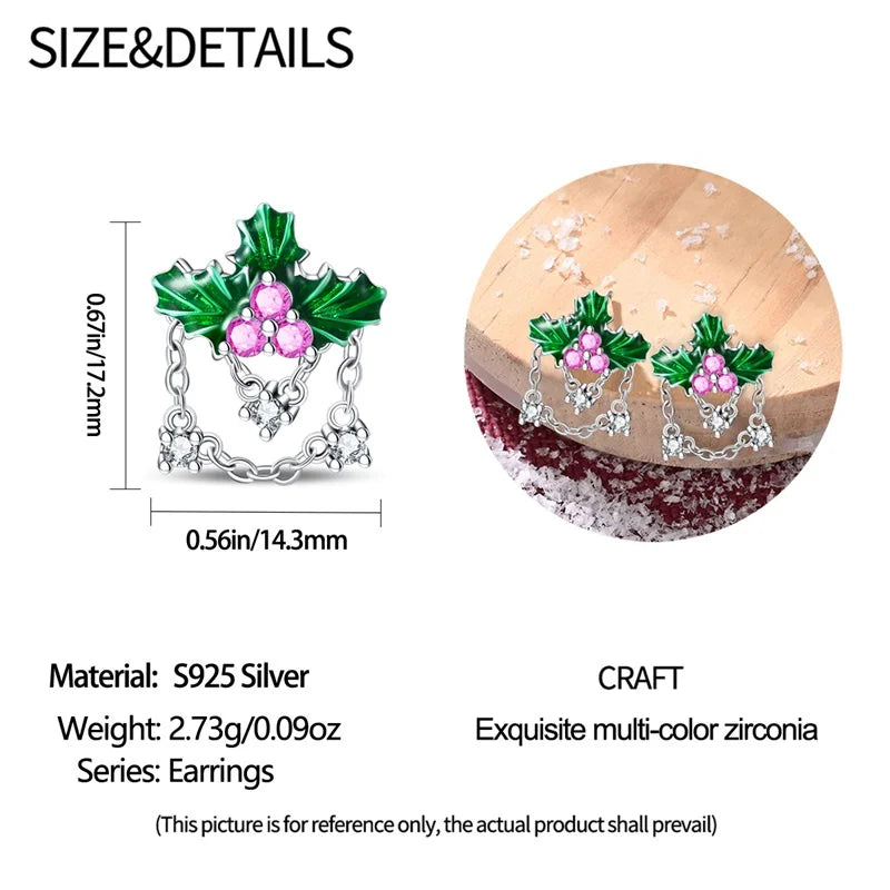 S925 Silver 🎄 Christmas Bell & Flower Earrings 💎 Holiday Gift for Women