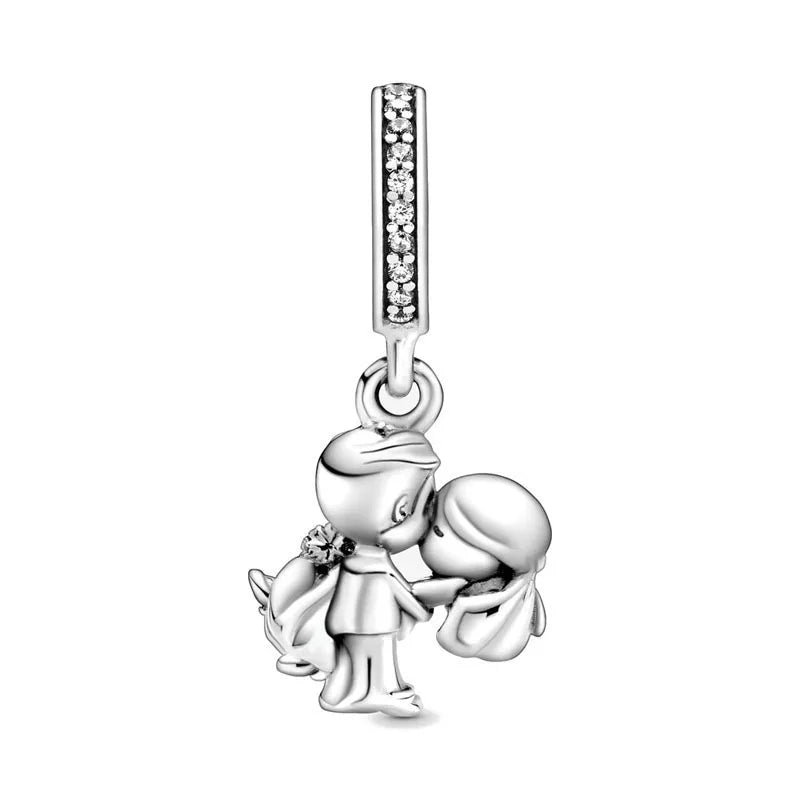 2025 New S925 Silver Spring Ball Bear Cross Pendant – DIY Bracelet Charm for Women