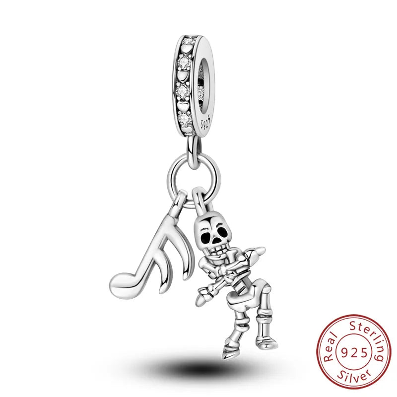 Halloween 925 Sterling Silver Charm Bead – Pumpkin, Witch, Skeleton, Mummy & Candy Pendant for DIY Original Bracele