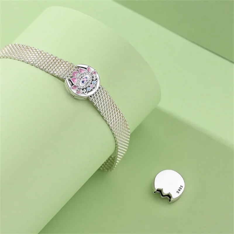 925 Sterling Silver Beaded Flat Pendant | Fantasy Original 3mm Beads for Women’s Bracelet Fine Jewelry