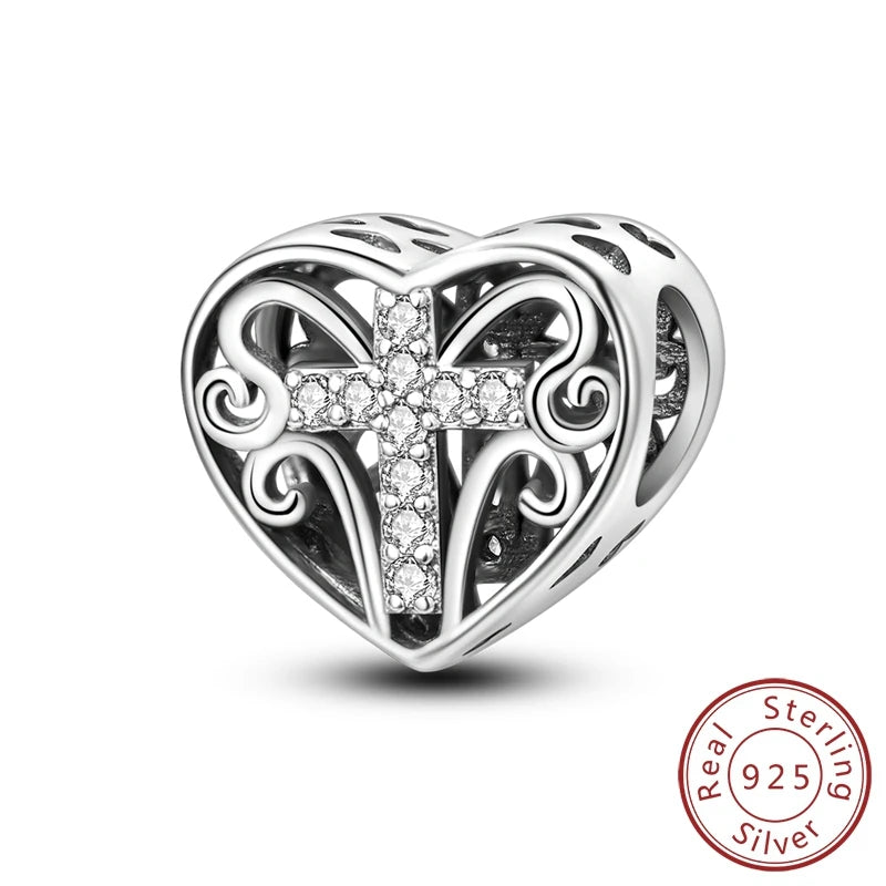 925 Sterling Silver Love Heart Zircon Pendant | Sparkling Beads Fit Original Bracelet & Necklace DIY Jewelry Gift for Women