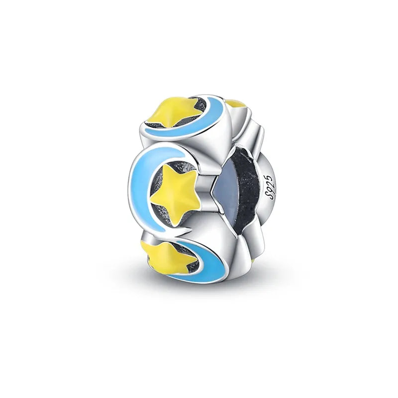 925 Sterling Silver Colorful Luminous Charms | Shell Turtle Star Beads