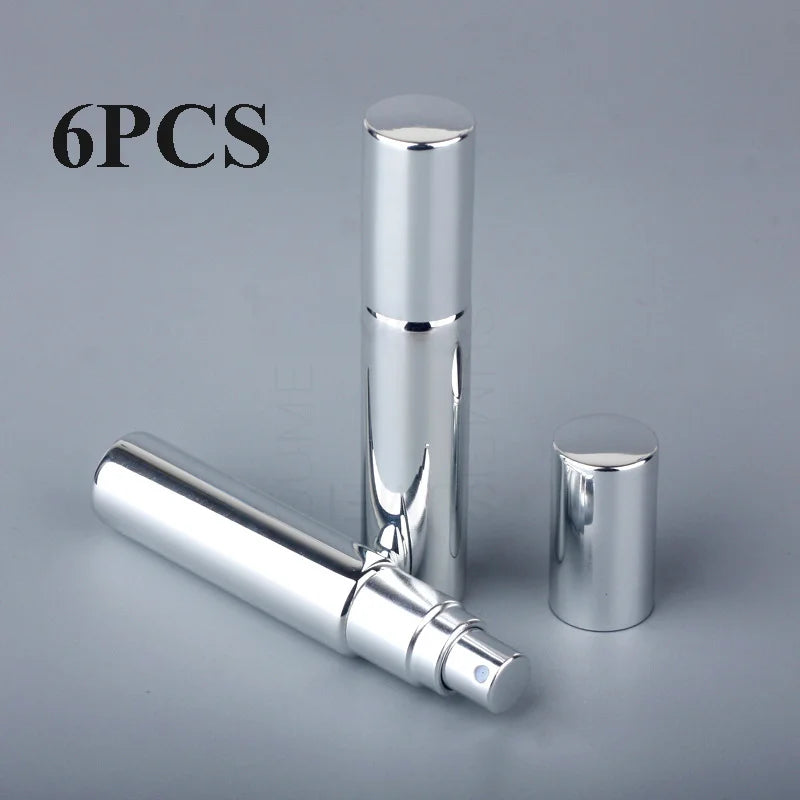 6PCS 5ML/10ML Portable UV Glass Perfume Bottles – Refillable Mini Spray Bottles with Aluminum Atomizer | Travel Size