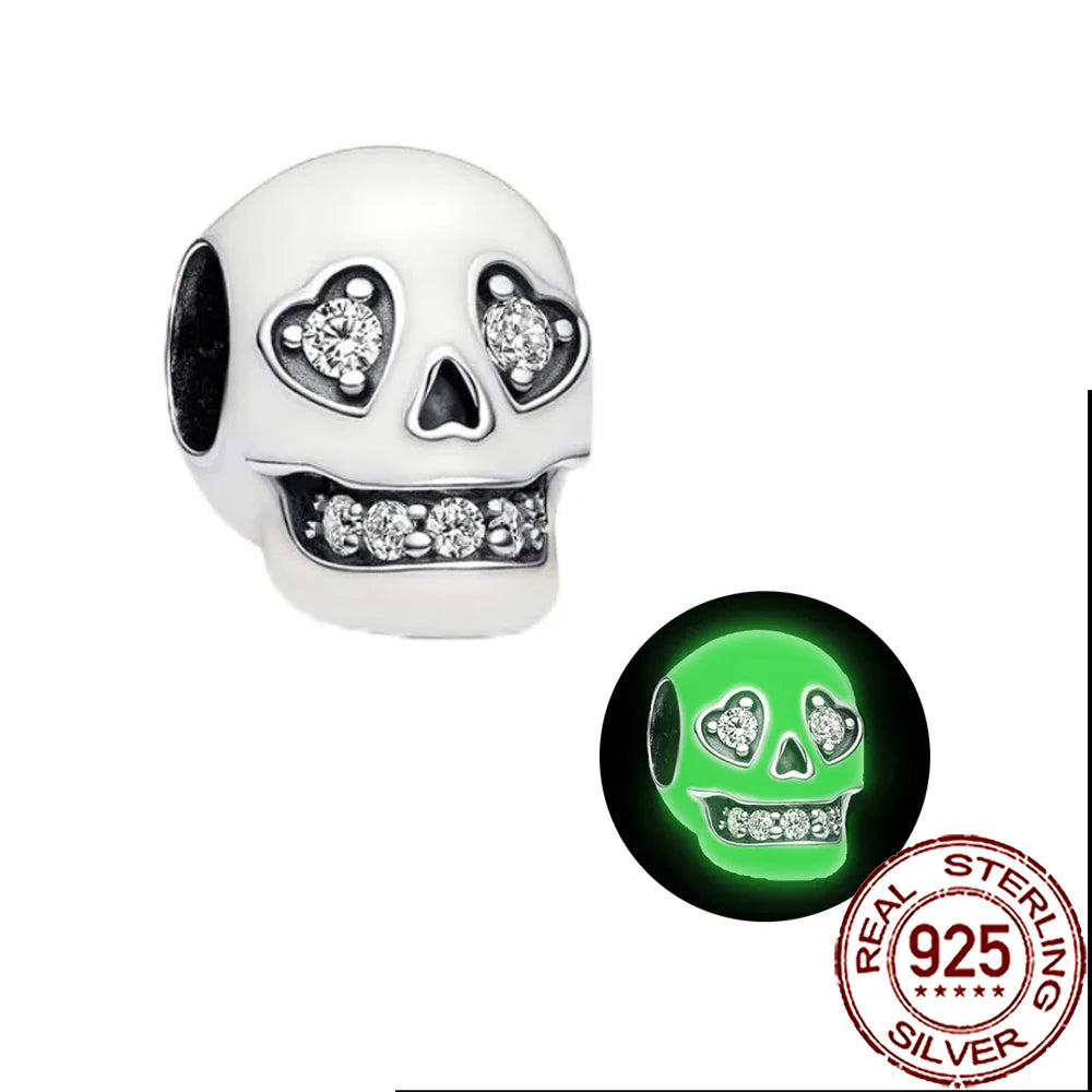 Gothic 925 Sterling Silver Grim Reaper Skull Charm Bead Fit Pandora Bracelet