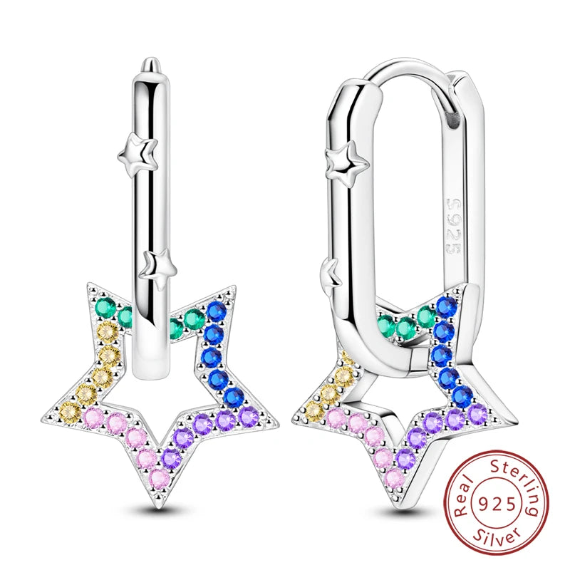 925 Sterling Silver Starlight Crystal Hoop Earrings – Circular Snake Bone Design Women’s Fashion Jewelry Gift