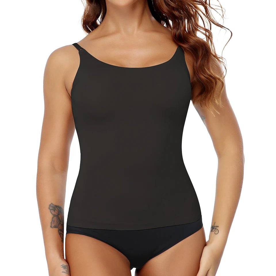 Seamless Shapewear Tank Top Camisole – Women’s Tummy Control Smooth Compression Vest in Nude & Black
