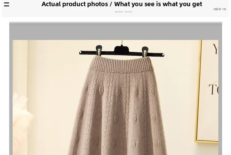 High Waist Knitted Midi Skirt – Women’s Sweater Matching Large Flounce A-Line Umbrella Skirt | Spring, Autumn & Winter