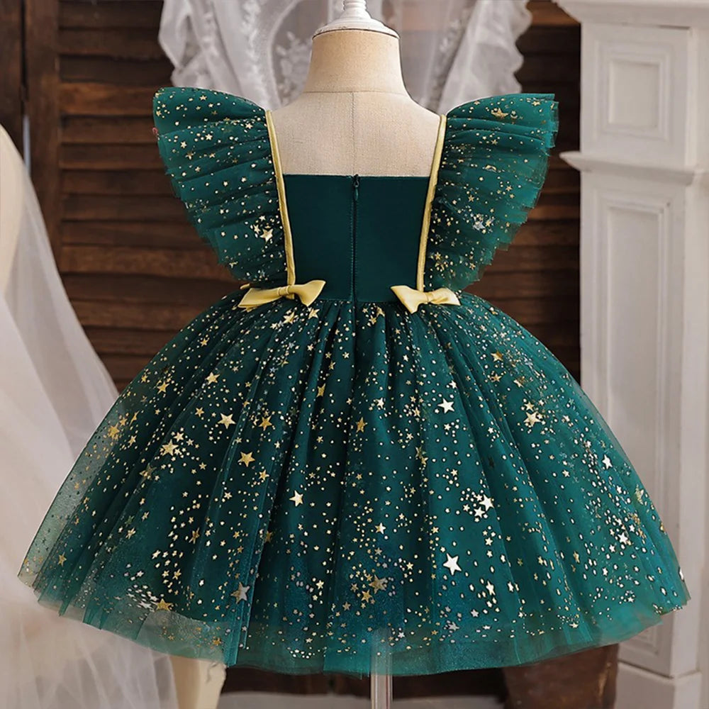 Hello Kitty Girl Party Dress Christmas Birthday School Holiday High Waist Tulle Dress Bow Wedding Gown Kids Wear Princess Dress