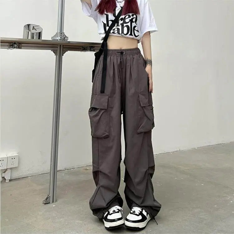American Retro Workwear Casual Pants – Women’s Summer Straight Loose Wide Leg Trousers