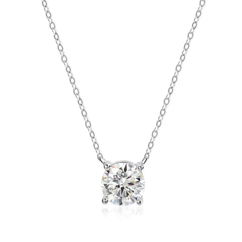 Smyoue 1-5CT Rose Gold Moissanite Pendant Necklace for Women – D Color Sparkling Lab Diamond 925 Sterling Silver