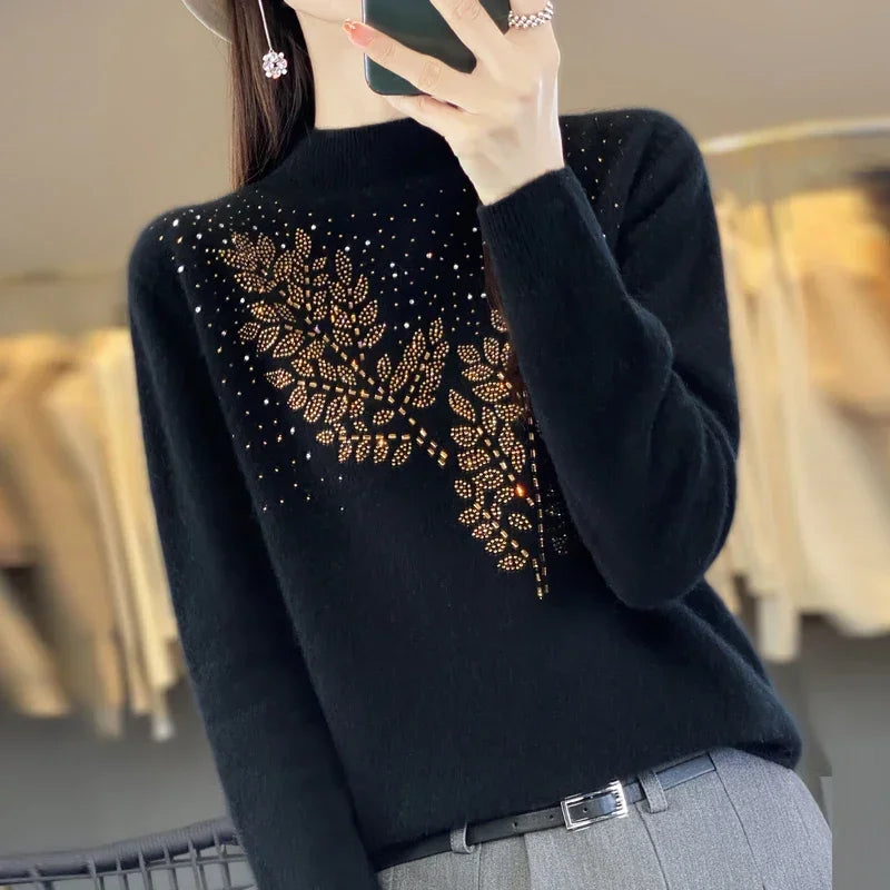 Women’s Thick Warm Mock Neck Sweater – Autumn Winter Long Sleeve Knit Pullover
