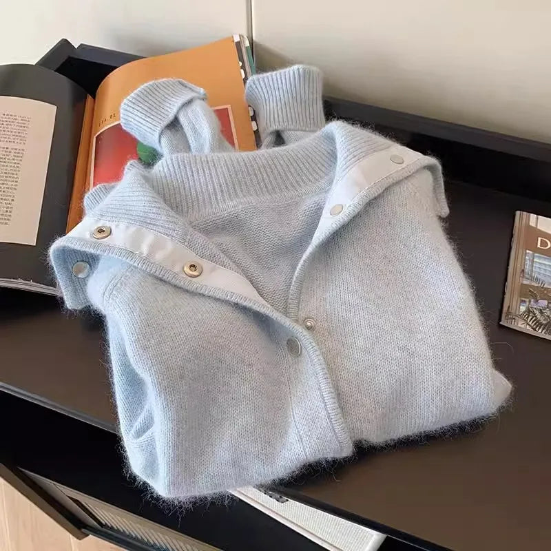 Soft Cozy Women's Knitted Open Cardigan Sweater | Single Button Turn-Down Collar | Korean Style Autumn Winter Outerwear