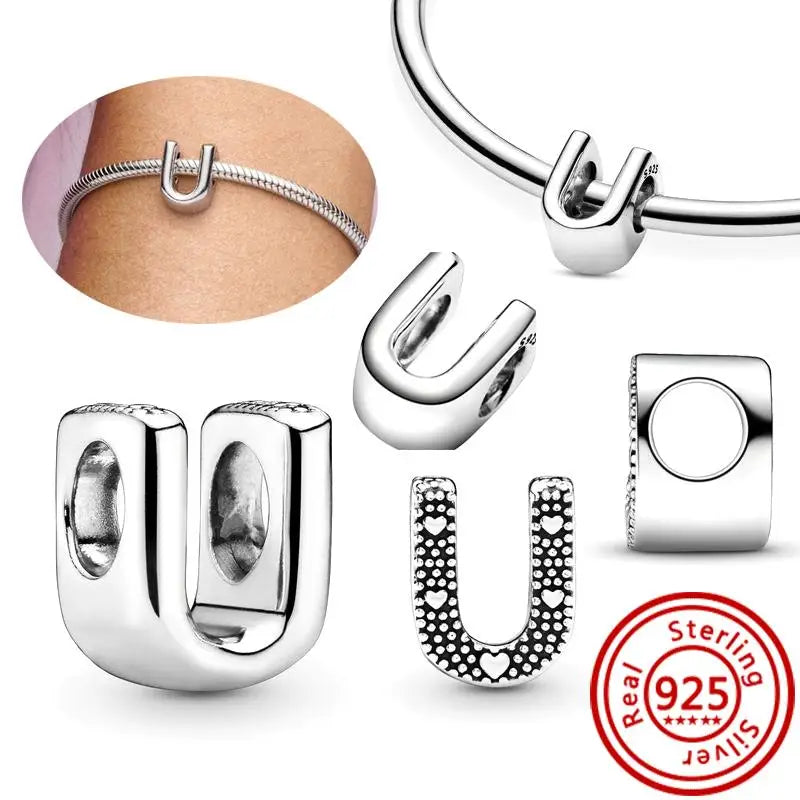 925 Sterling Silver A–Z Alphabet Letter Charms | Gold & Silver Beads for Women DIY Bracelet Jewelry