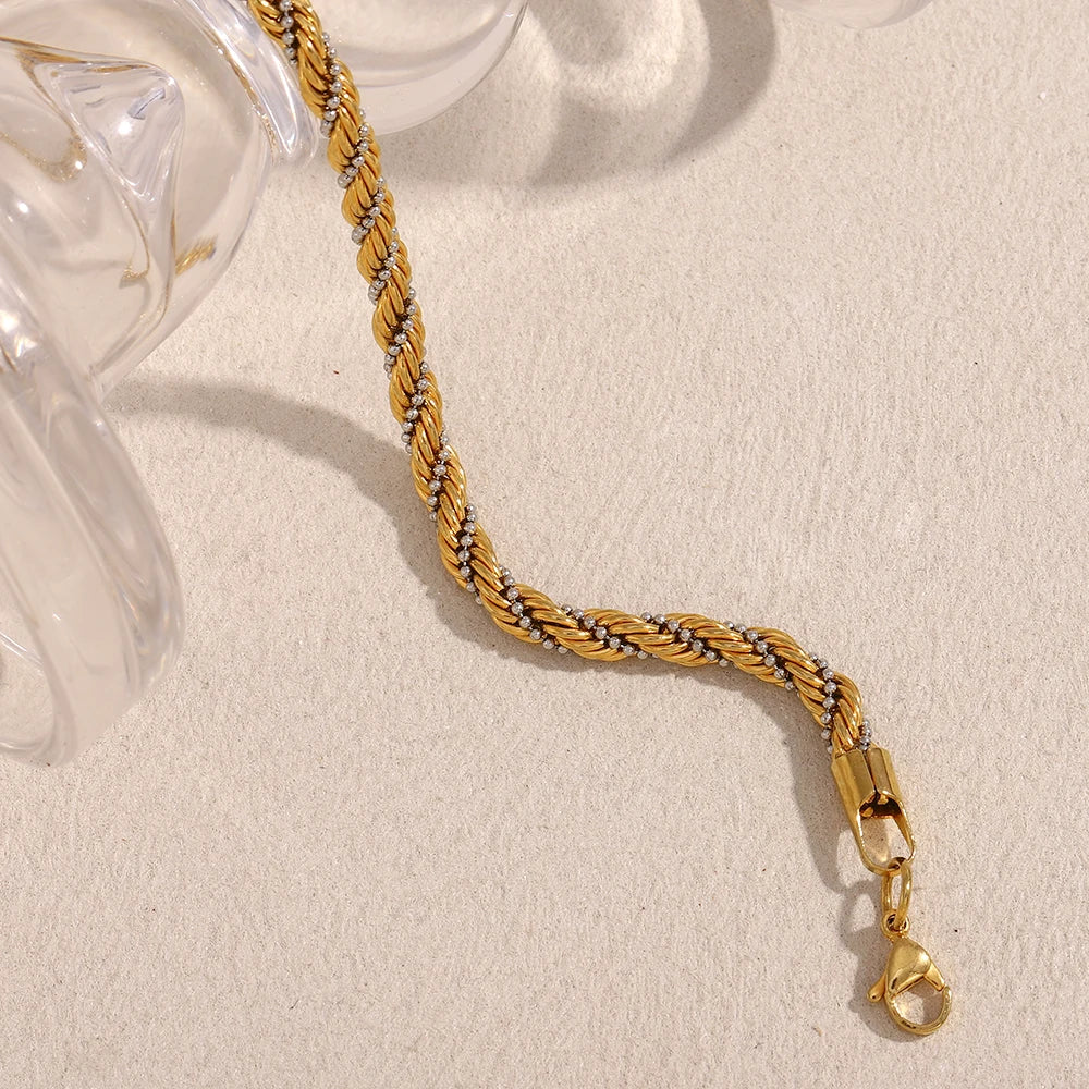 E.B.belle Mixed Color Twisted Clip Bead Bracelet | PVD Plated Stainless Steel Women’s Anklet Chain Jewelry Accessory