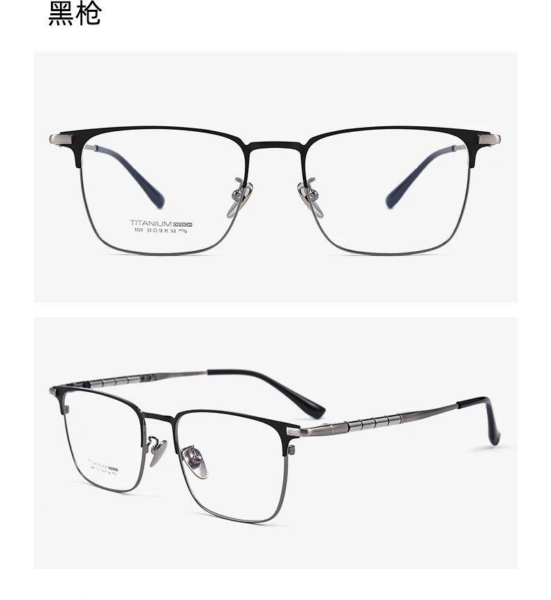 ZIROSAT 9009T Pure Titanium Full-Rim Prescription Glasses for Men – Lightweight Durable Eyewear