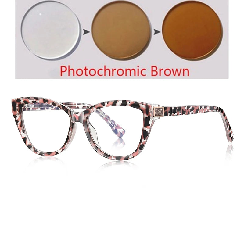 Fashion Women Myopia Glasses – Big Frame TR90 Anti-Blue Light Luxury Cat Eye | Custom Prescription Eyewear 0 to -6.0