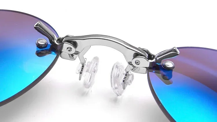 CRIXALIS Round Rimless Sunglasses Men – Matrix Morpheus Clamp Nose Mini Frameless UV400 Brand Design Glasses