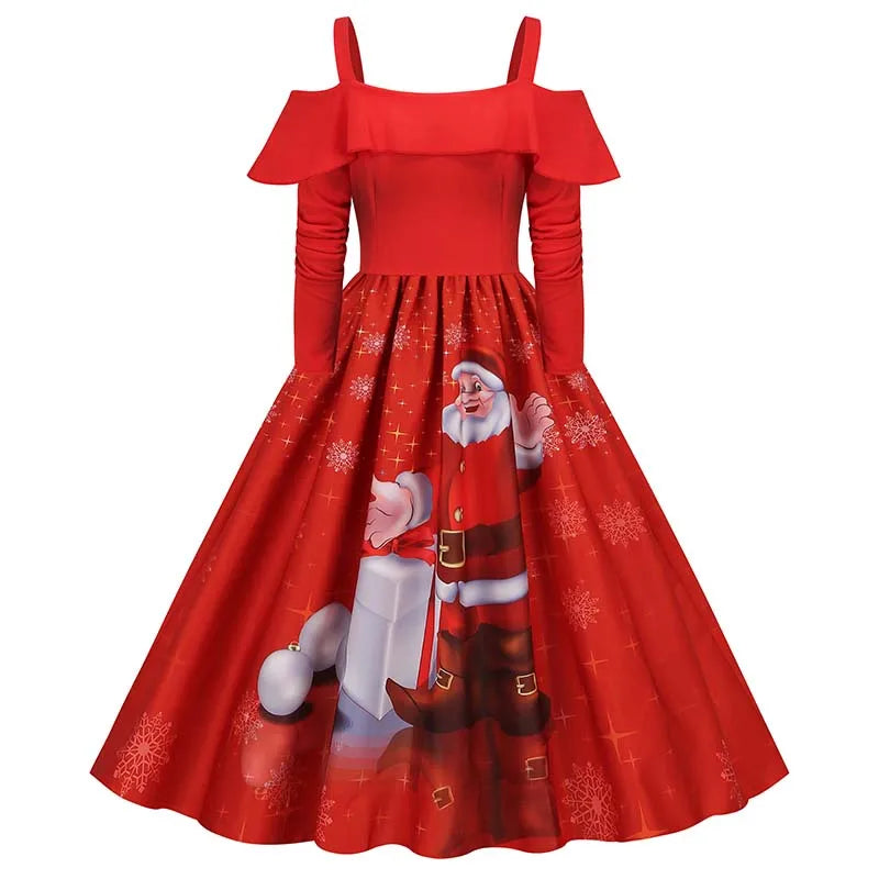 Elegant Spaghetti Strap Halloween Party Dress – Vintage Long Sleeve Ruffle Evening Prom Costume for Women | Autumn Winter