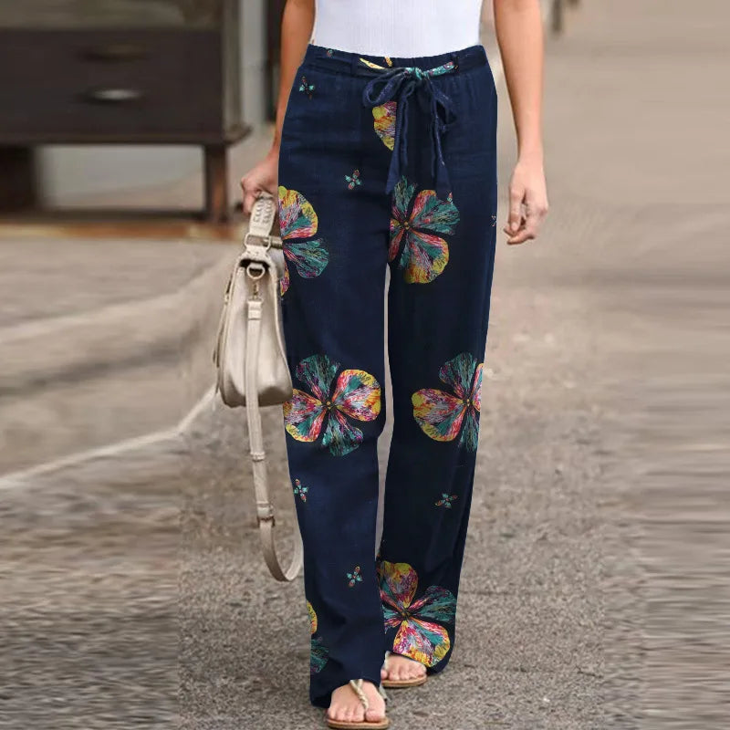 Women’s Print Joggers – Cotton Linen Casual Sweatpants for Autumn Elegant Streetwear