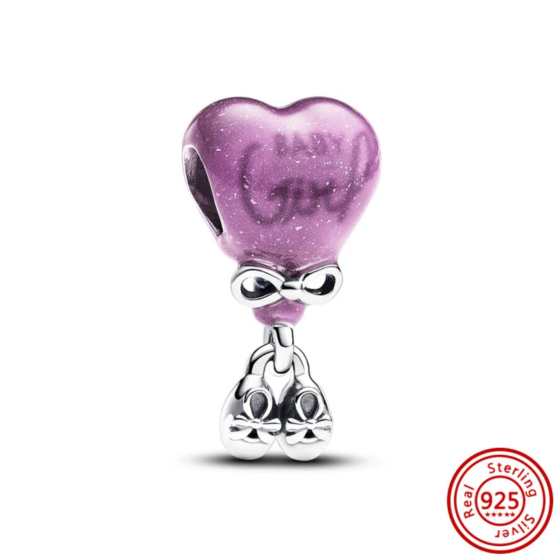 New 925 Sterling Silver Forever Always Love Murano Glass Beads | Sparkling Lucky Charms for Original Pantaro Bracelets DIY Jewelry