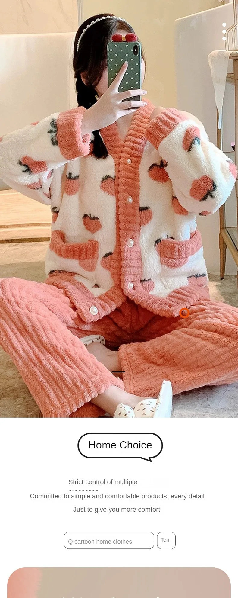 ❄️ Padded Coral Velvet Women’s Pajama Set 🌸 Thickened Warm Flannel Loungewear 🛌 Winter Sleepwear Two-Piece Homewear