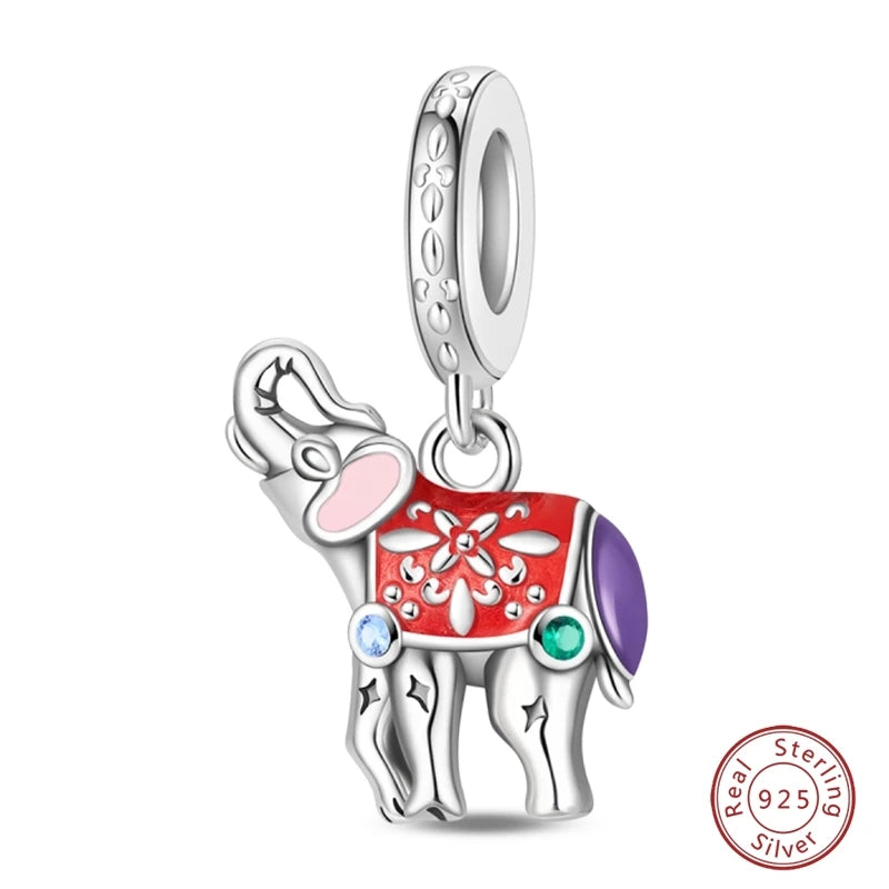 925 Sterling Silver Animal & Love Charms | Cat, Elephant, Bear, Swan & Easter Egg Beads Fit Original 3mm Bracelets DIY Jewelry