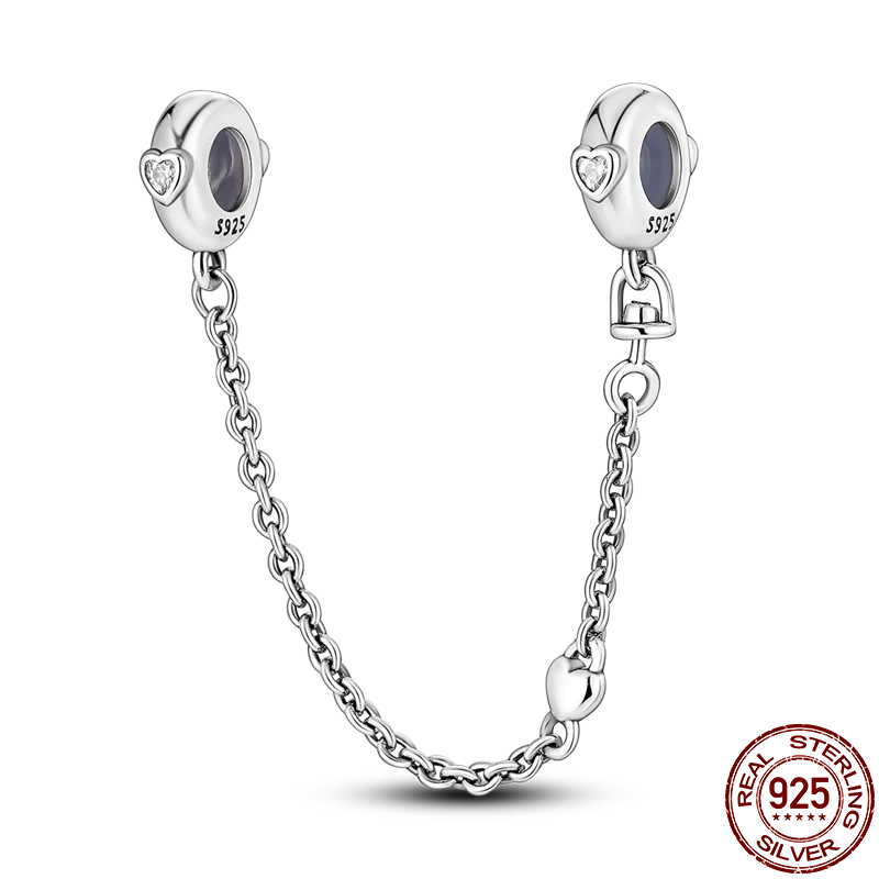 925 Sterling Silver Silicone Spacer Beads & Safety Chain | Clasp Charms Fit Original Pandora 3mm Bracelet – Women’s Jewelry