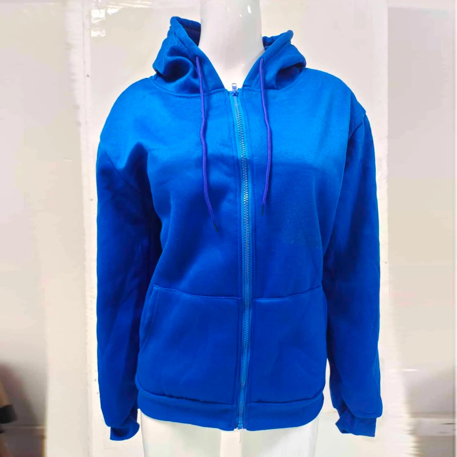 Spring Autumn Women Solid Color Hooded Sweatshirt Coat | Zipper Pocket Hoodie Jacket | Casual Outerwear Femme