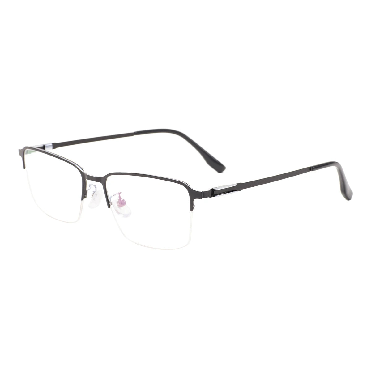 Metal Half Rim Rectangular Browline Glasses Frame for Men – Business & Prescription Eyewear