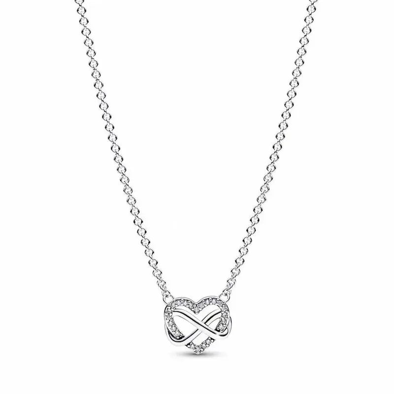 High Quality 925 Sterling Silver Heart, Bow & Square Necklace | Exquisite Women’s Holiday Charm Jewelry Gift