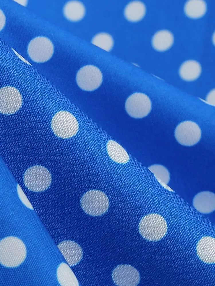 Off-Shoulder Elegant Vintage Party Dress – Women’s Summer Polka Dot Ruffles A-Line Midi Dress