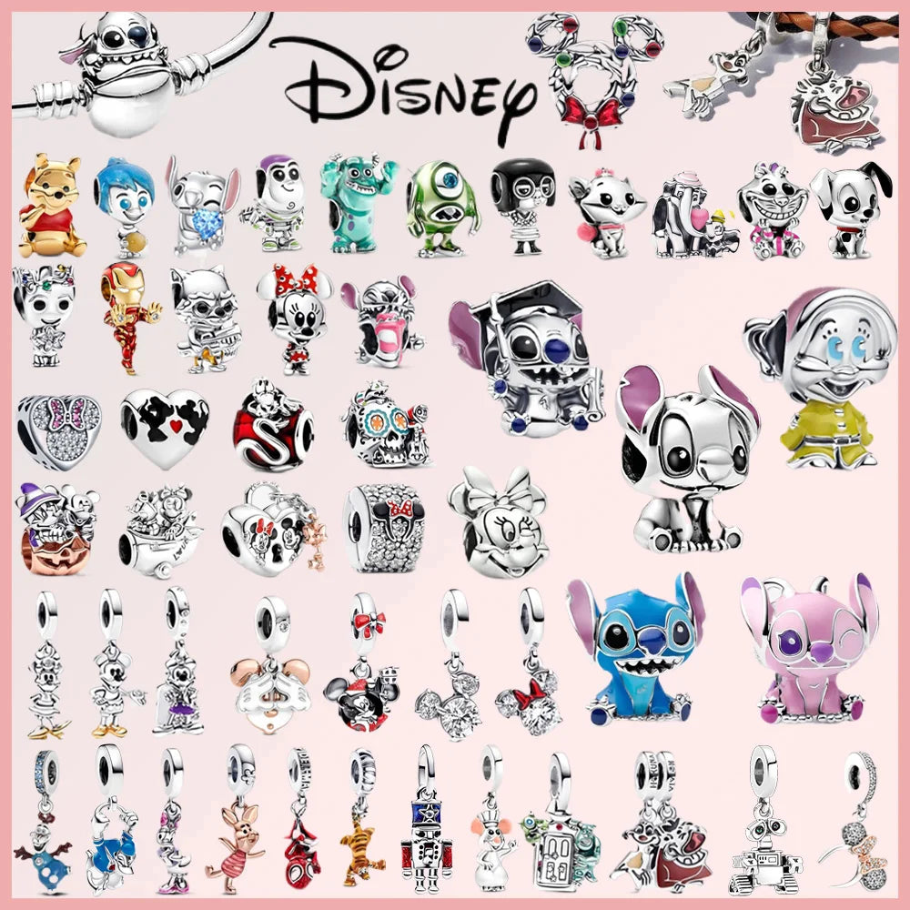 Disney Deadpool Stitch Minnie Winnie 925 Sterling Silver Dangle Charms – Fit Original Bracelet