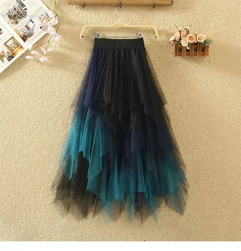 Women’s Summer Tutu Skirt – Harajuku High Waist Tulle Mesh Midi Faldas 👗✨