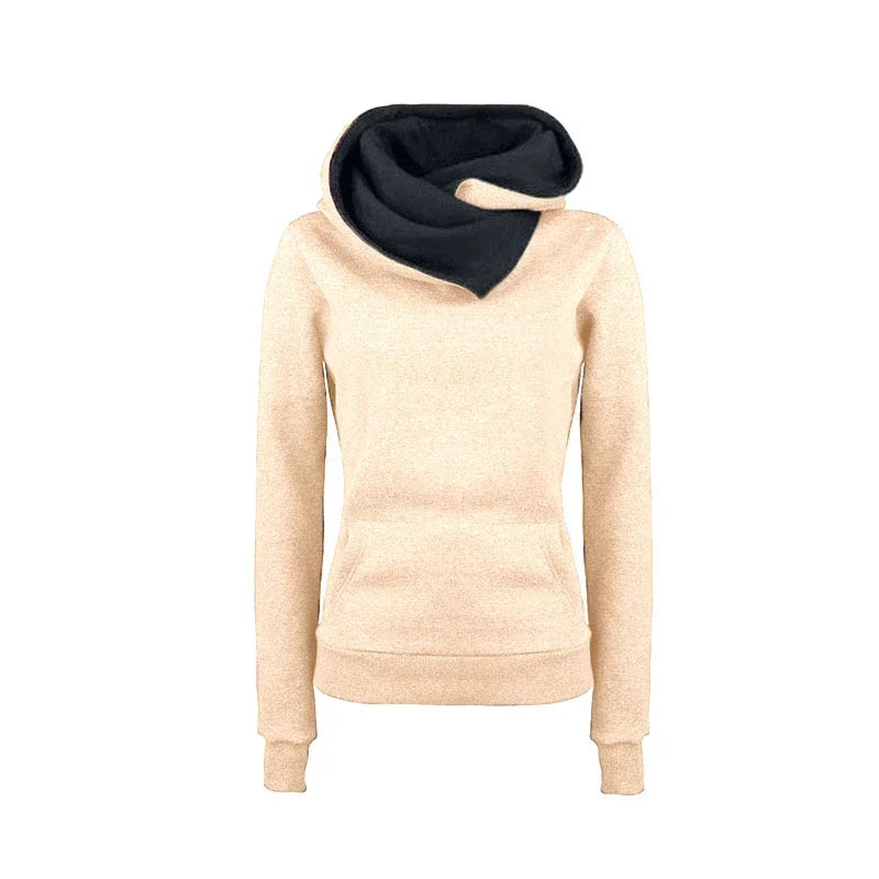 Women’s Spring Autumn Hoodie Tracksuit | Solid Color Long Sleeve Pullover | Casual Warm Hooded Sweatshirt