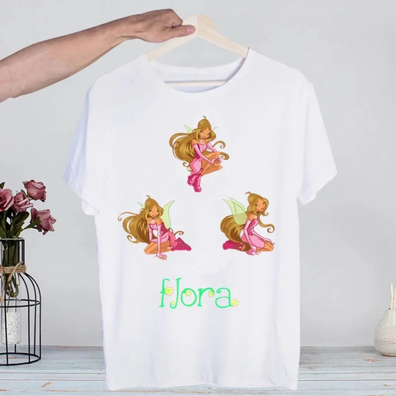 Butterfly Fairy Graphic T-Shirt | Women’s 90s Trend White Short Sleeve Tee | Casual Printed Top