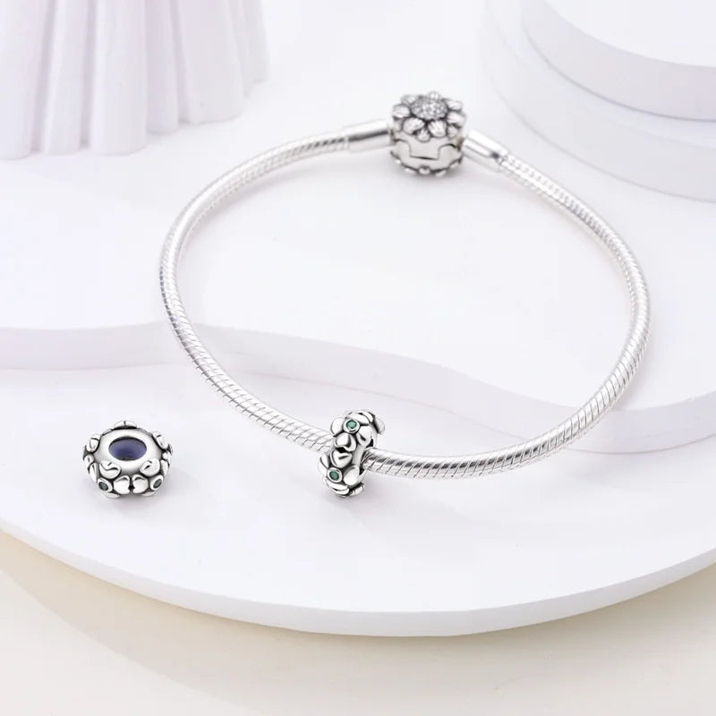 925 Sterling Silver Round Colored Zircon Spacer Beads – Fits Pandora Original Bracelets DIY Exquisite Party Jewelry