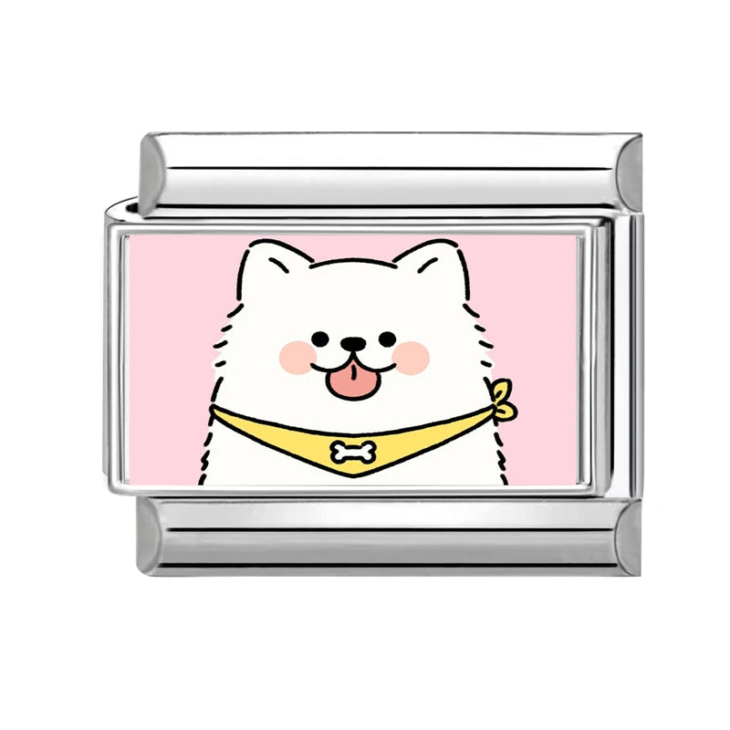 2025 Original Y2K Colorful Cute Cartoon Cats Dogs Italian Charm Links Fit 9mm Stainless Steel Bracelet Men Women DIY Making Gift