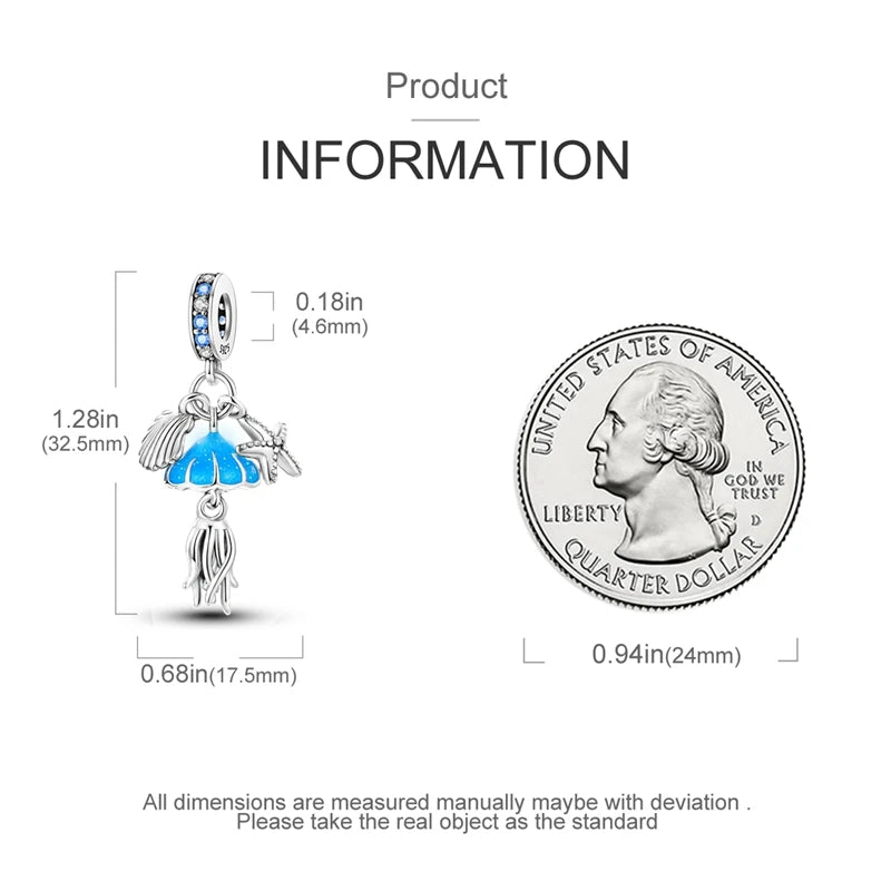 925 Sterling Silver Summer Ocean Collection Charms | Dangle Beads for Women Lover DIY Fine Jewelry Gift