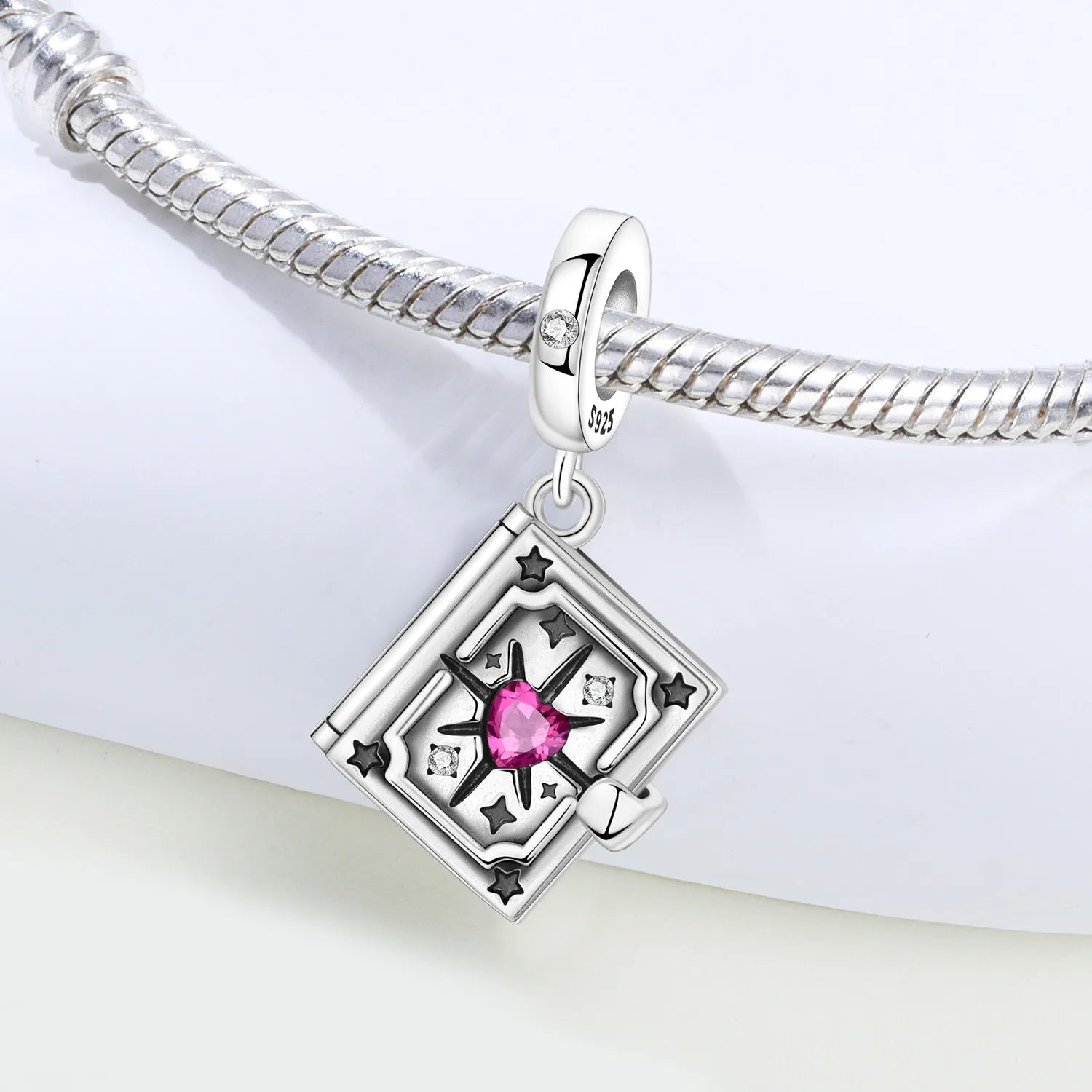 PANPOKI 925 Sterling Silver Switchable Book Pendant Charm | Original Bracelet Beads DIY Jewelry Gift for Women