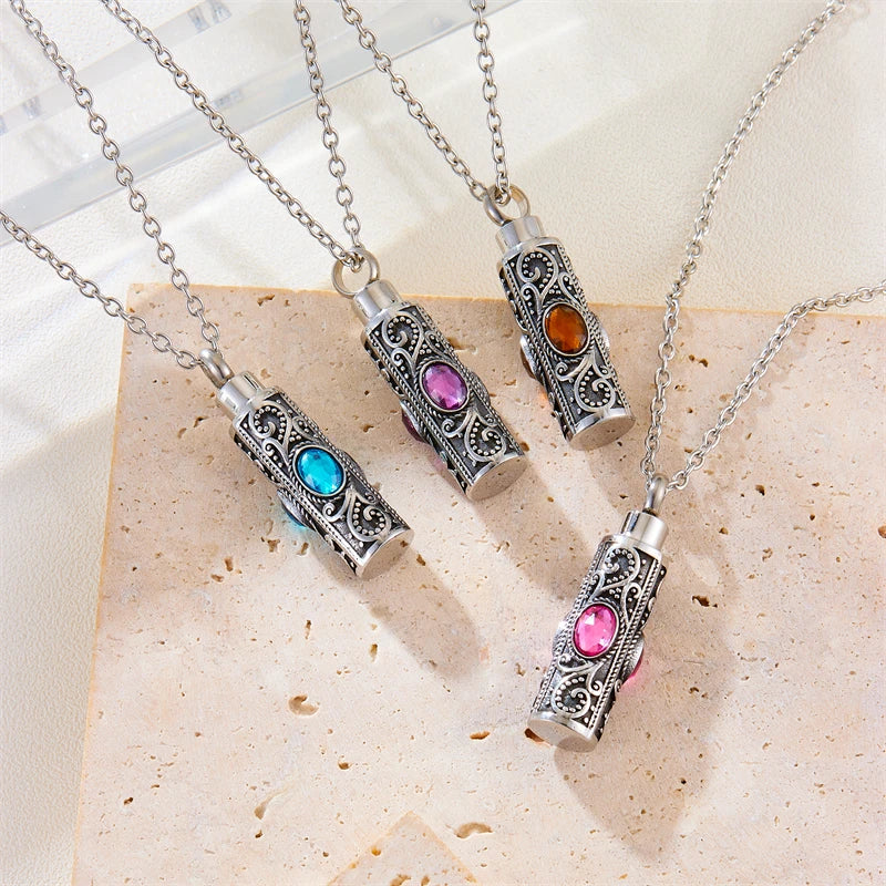 Cremation Urn Necklace for Ashes Stainless Steel Memorial Pendant