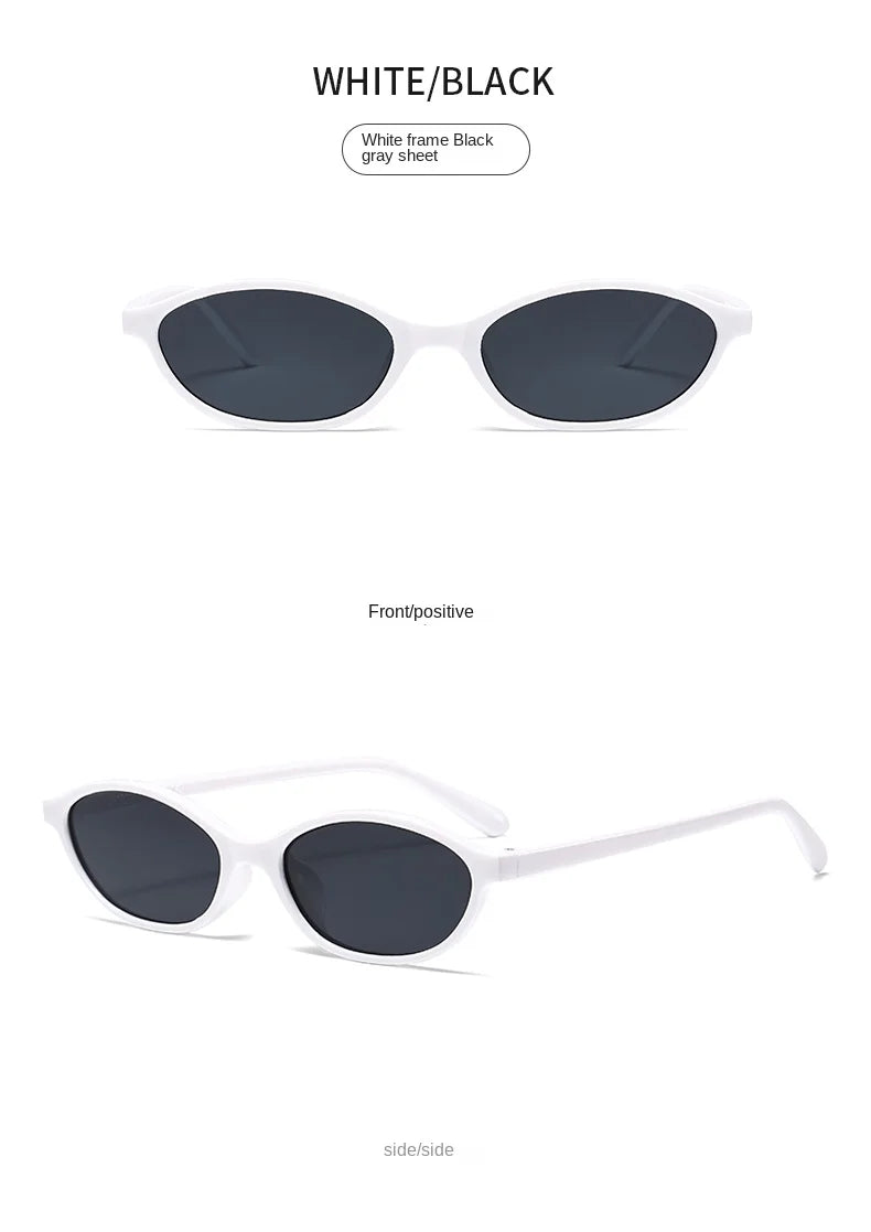 Retro Oval Frame Sunglasses – Fashion Personalized Trendy Small Frame Punk Cat Eye Sunshade Sun Protection Glasses